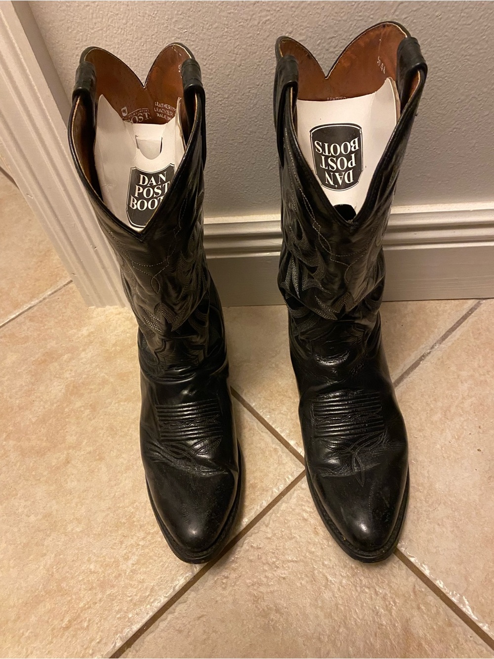 Dan Post Black Leather Western Cowboy Boots